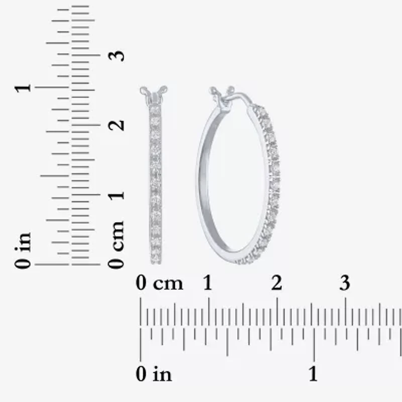 Yes, Please! Womens 1/4 CT. T.W. Lab Grown White Diamond Sterling Silver 23mm Hoop Earrings
