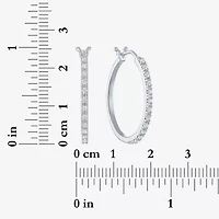 Yes, Please! Womens 1/4 CT. T.W. Lab Grown White Diamond Sterling Silver 23mm Hoop Earrings