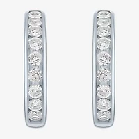 Yes, Please! Womens Lab Created White Sapphire Sterling Silver 20mm Hoop Earrings