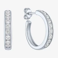 Yes, Please! Womens Lab Created White Sapphire Sterling Silver 20mm Hoop Earrings