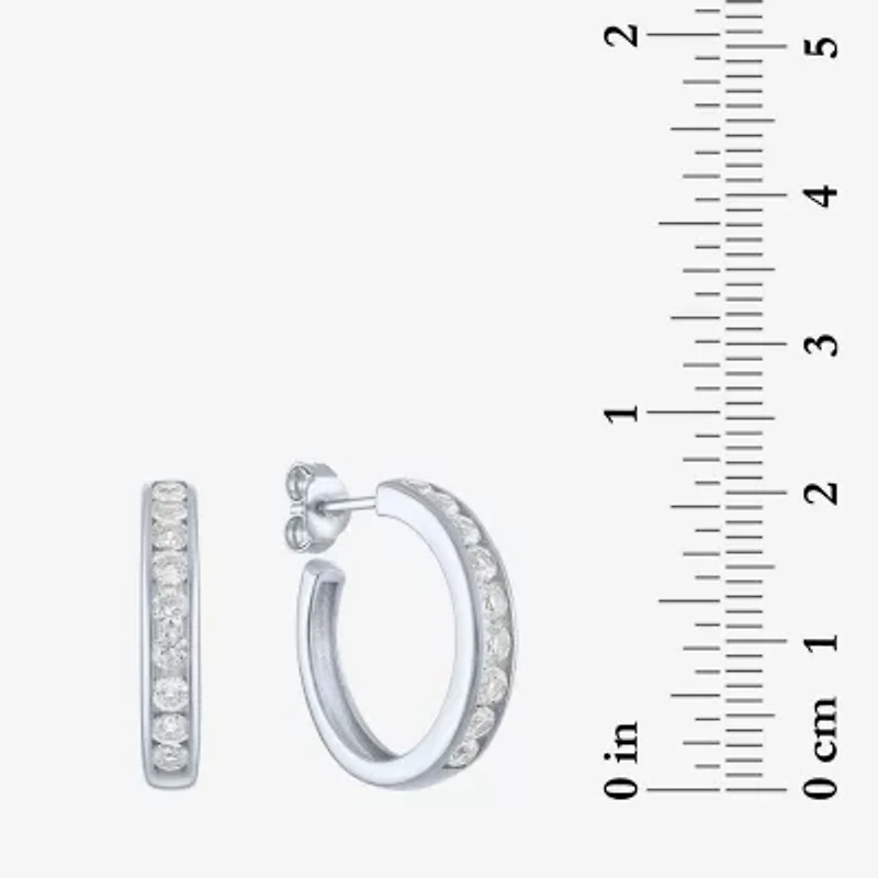 Yes, Please! Womens Lab Created White Sapphire Sterling Silver 20mm Hoop Earrings