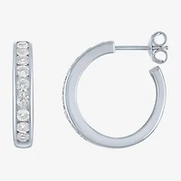 Yes, Please! Womens Lab Created White Sapphire Sterling Silver 20mm Hoop Earrings