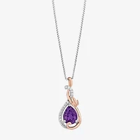 Enchanted Disney Fine Jewelry Rapunzel Womens 1/10 CT. T.W. Genuine Purple Amethyst 14K Two Tone Gold Over Silver 18 Inch Pendant Necklace