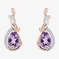 Enchanted Disney Fine Jewelry Womens 1/10 CT. T.W. Genuine Purple Amethyst 14K Two Tone Gold Over Silver Princess Rapunzel Drop Earrings