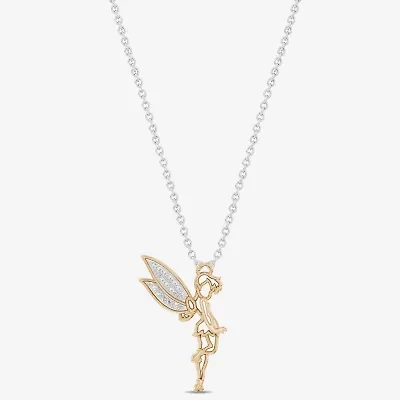Tinkerbell Womens Diamond Accent Natural White Diamond 14K Gold Over Silver 18 Inch Pendant Necklace