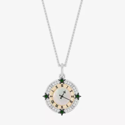 Enchanted Disney Fine Jewelry Tinkerbell Womens 1/10 CT. T.W. Genuine White Mother Of Pearl 14K Two Tone Gold Over Silver Round 18 Inch Pendant Necklace