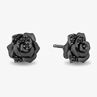 Enchanted Disney Fine Jewelry 1/6 CT. T.W. Natural Black Diamond Sterling Silver 14.8mm Flower Maleficent Stud Earrings