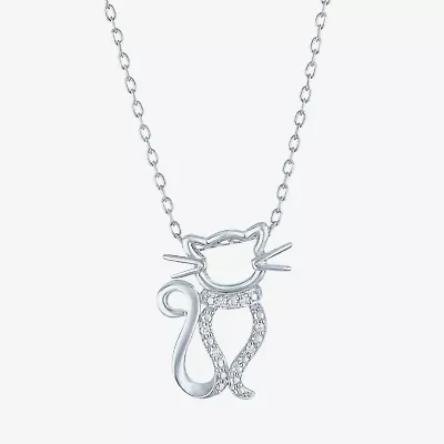 Diamond Accent (G-H Womens Diamond Accent Lab Grown White Diamond Accent Sterling Silver 16 Inch Pendant Necklace