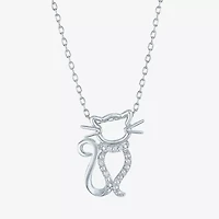 Diamond Accent (G-H Womens Diamond Accent Lab Grown White Diamond Accent Sterling Silver 16 Inch Pendant Necklace