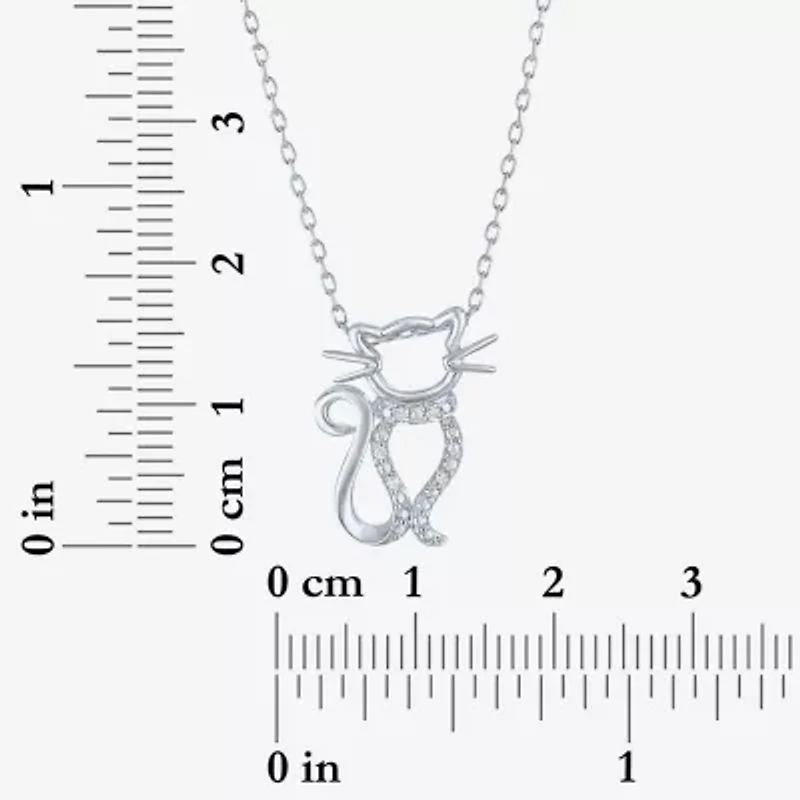 Diamond Accent (G-H Womens Diamond Accent Lab Grown White Diamond Accent Sterling Silver 16 Inch Pendant Necklace