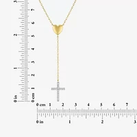 Cross/Heart(Gh / Si2 I1) Womens 1/10 CT. T.W. Lab Grown White Diamond 14K Gold Over Silver Sterling Silver Cross Heart 16 Inch Pendant Necklace