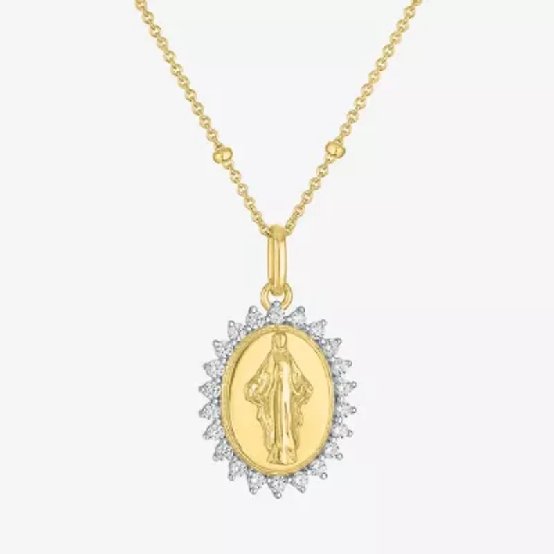 Miraculous(G-H, Si2-I1) Womens 1/4 CT. T.W. Lab Grown White Diamond 14K Gold Over Silver Round 18 Inch Pendant Necklace
