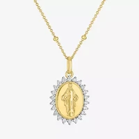 Miraculous(G-H, Si2-I1) Womens 1/4 CT. T.W. Lab Grown White Diamond 14K Gold Over Silver Round 18 Inch Pendant Necklace