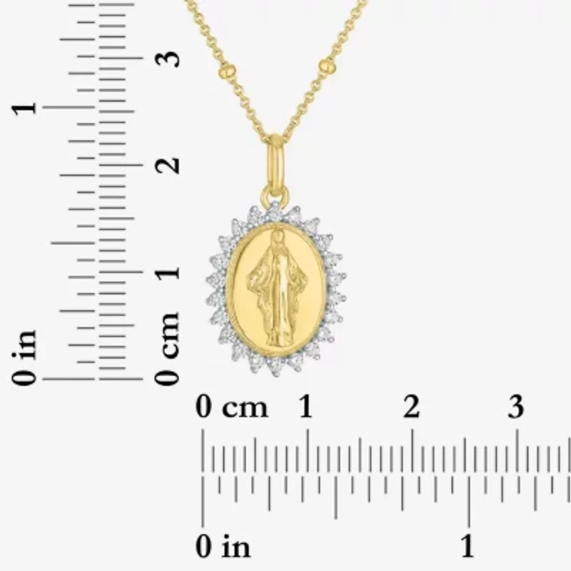 Miraculous(G-H, Si2-I1) Womens 1/4 CT. T.W. Lab Grown White Diamond 14K Gold Over Silver Round 18 Inch Pendant Necklace