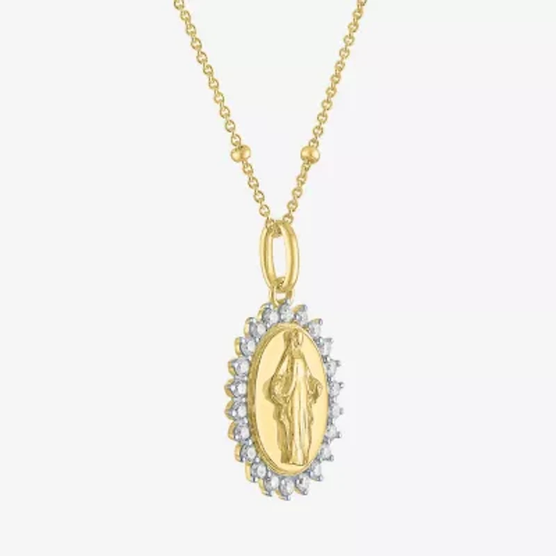 Miraculous(G-H, Si2-I1) Womens 1/4 CT. T.W. Lab Grown White Diamond 14K Gold Over Silver Round 18 Inch Pendant Necklace