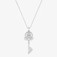 Enchanted Disney Fine Jewelry (F,Si1) Womens 1/4 CT. Lab Grown White Diamond Sterling Silver Keys 18 Inch Pendant Necklace