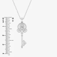 Enchanted Disney Fine Jewelry (F,Si1) Womens 1/4 CT. Lab Grown White Diamond Sterling Silver Keys 18 Inch Pendant Necklace