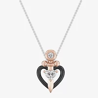 Enchanted Disney Fine Jewelry (I,I2) Womens 1/5 CT. Lab Grown White Diamond 14K Rose Gold Over Silver Heart 18 Inch Pendant Necklace