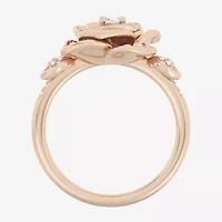 Enchanted Disney Fine Jewelry Rose (I, I2) Womens 1/2 CT. T.W. Lab Grown White Diamond 14K Gold Over Silver Flower Belle Princess Side Stone Cocktail Ring