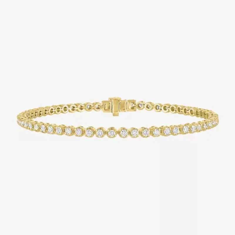 (G-H / Si2-I1) Womens 2 CT. T.W. Lab Grown White Diamond Sterling Silver 7.25 Inch Tennis Bracelet