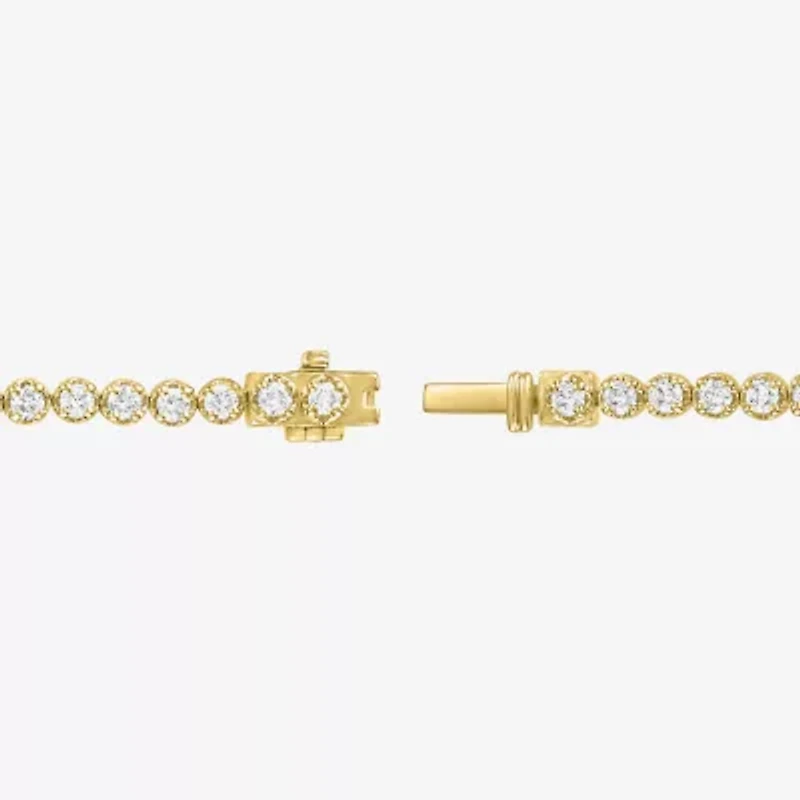 (G-H / Si2-I1) Womens 3 CT. T.W. Lab Grown White Diamond 14K Gold Over Silver 7.25 Inch Tennis Bracelet