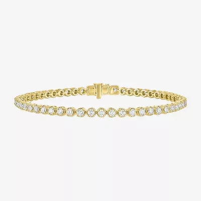 (G-H / Si2-I1) Womens 3 CT. T.W. Lab Grown White Diamond 14K Gold Over Silver 7.25 Inch Tennis Bracelet