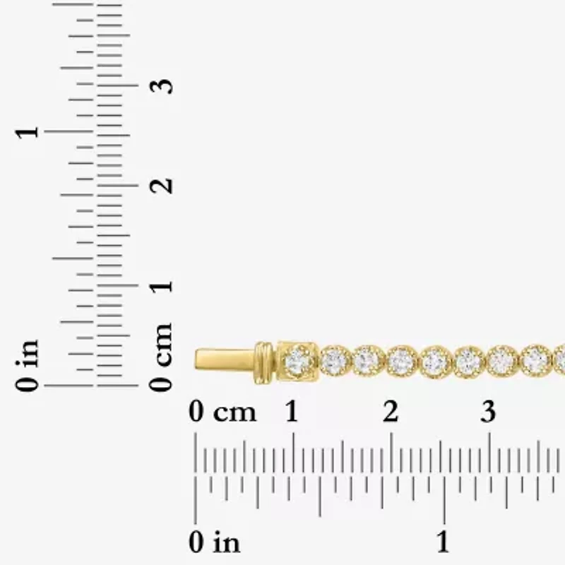 (G-H / Si2-I1) Womens 3 CT. T.W. Lab Grown White Diamond 14K Gold Over Silver 7.25 Inch Tennis Bracelet