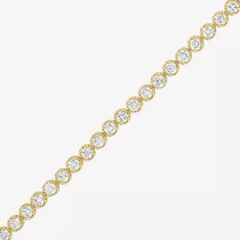 (G-H / Si2-I1) Womens 3 CT. T.W. Lab Grown White Diamond 14K Gold Over Silver 7.25 Inch Tennis Bracelet