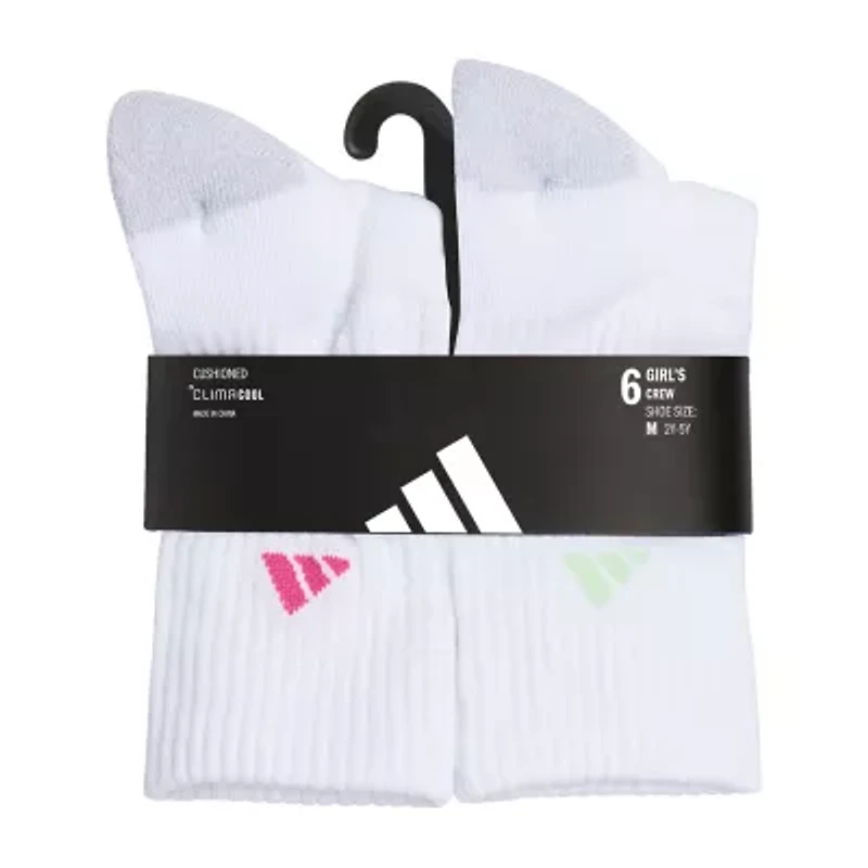 adidas Little & Big Girls 6 Pair Crew Socks