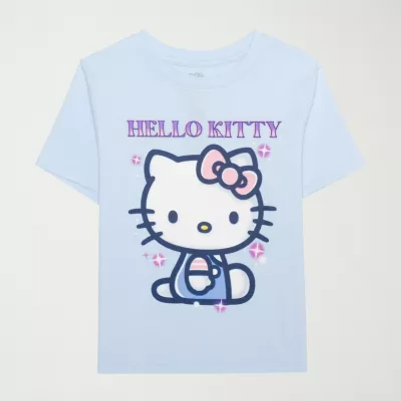 Little & Big Kid Girls Crew Neck Short Sleeve Regular Fit Hello Kitty Graphic T-Shirt