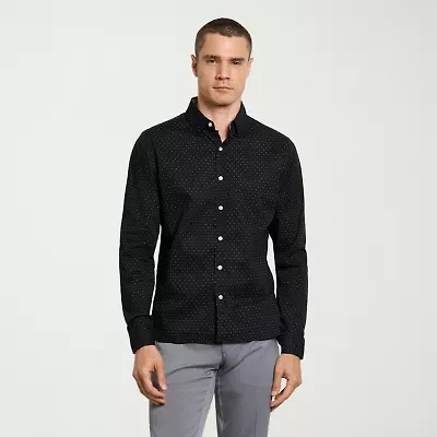 Van Heusen Everyday Defense Stain Shield Mens Long Sleeve Slim Fit Button-Down Shirt