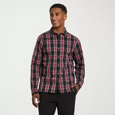 Van Heusen Everyday Defense Stain Shield Mens Long Sleeve Slim Fit Button-Down Shirt