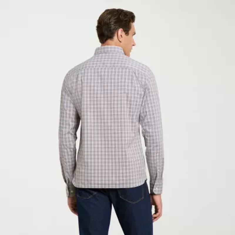 Van Heusen Everyday Defense Mens Long Sleeve Slim Fit Button-Down Shirt