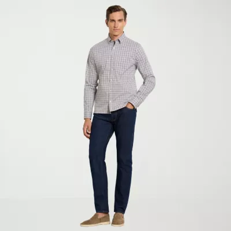 Van Heusen Everyday Defense Mens Long Sleeve Slim Fit Button-Down Shirt
