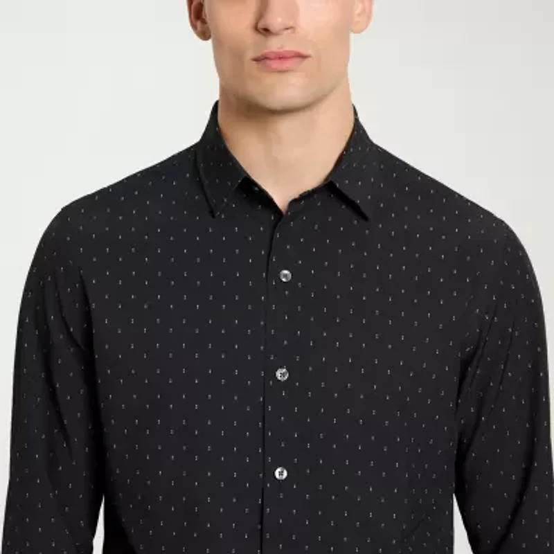 Van Heusen All Way Stretch Performance Mens Long Sleeve Slim Fit Button-Down Shirt