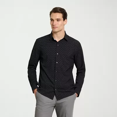 Van Heusen All Way Stretch Performance Mens Long Sleeve Slim Fit Button-Down Shirt