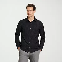 Van Heusen All Way Stretch Performance Mens Long Sleeve Slim Fit Button-Down Shirt