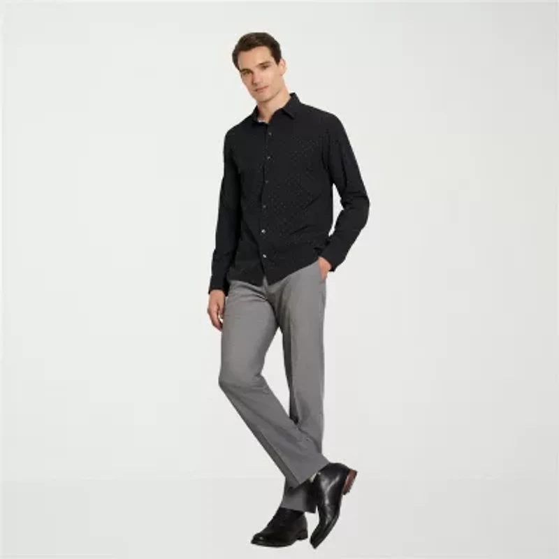 Van Heusen All Way Stretch Performance Mens Long Sleeve Slim Fit Button-Down Shirt