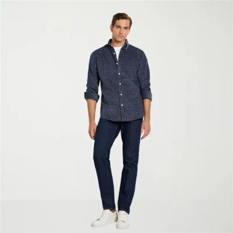 Van Heusen Weekend Mens Long Sleeve Regular Fit Wrinkle Free Button-Down Shirt