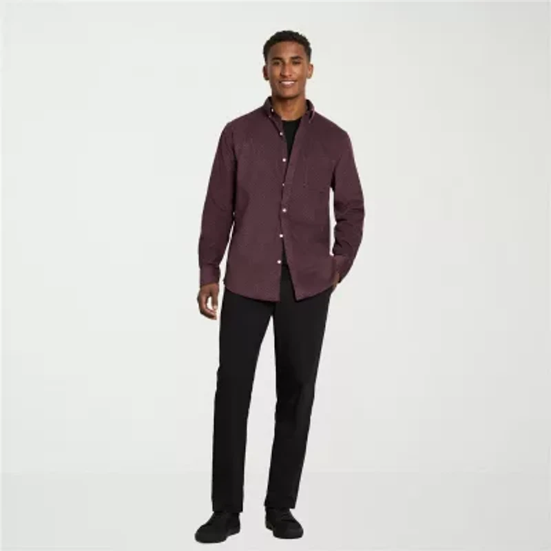 Van Heusen Weekend Mens Long Sleeve Regular Fit Wrinkle Free Button-Down Shirt