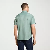 Van Heusen Performance Mens Short Sleeve Slim Fit Button-Down Shirt