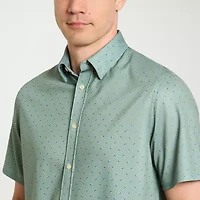 Van Heusen Performance Mens Short Sleeve Slim Fit Button-Down Shirt