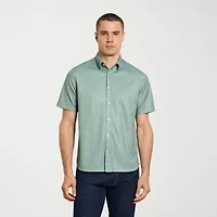 Van Heusen Performance Mens Short Sleeve Slim Fit Button-Down Shirt