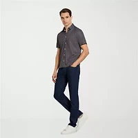 Van Heusen Performance Mens Short Sleeve Slim Fit Button-Down Shirt