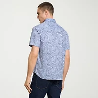 Van Heusen Performance Mens Short Sleeve Slim Fit Button-Down Shirt