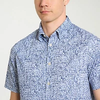 Van Heusen Performance Mens Short Sleeve Slim Fit Button-Down Shirt
