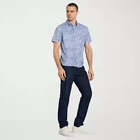 Van Heusen Performance Mens Short Sleeve Slim Fit Button-Down Shirt