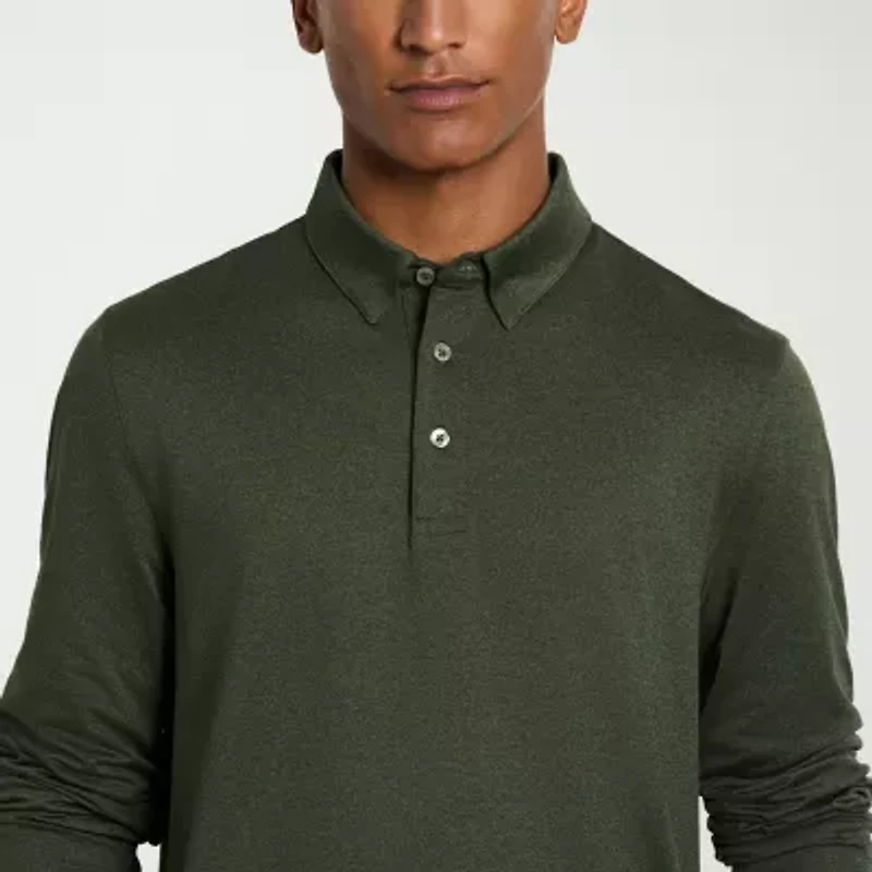 Van Heusen Performance Mens Regular Fit Long Sleeve Polo Shirt