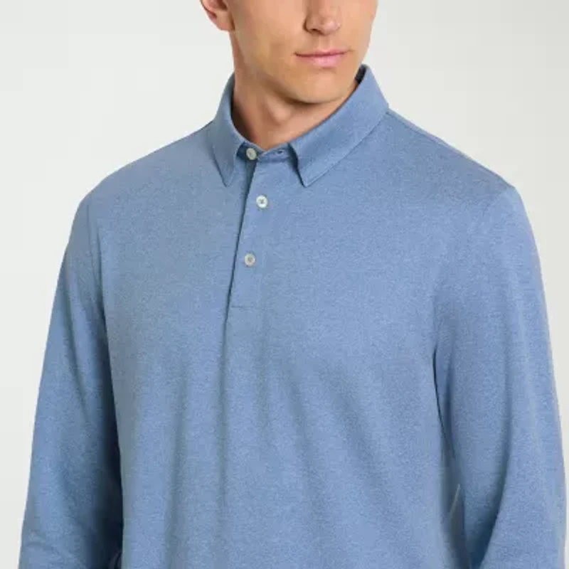 Van Heusen Performance Mens Regular Fit Long Sleeve Polo Shirt