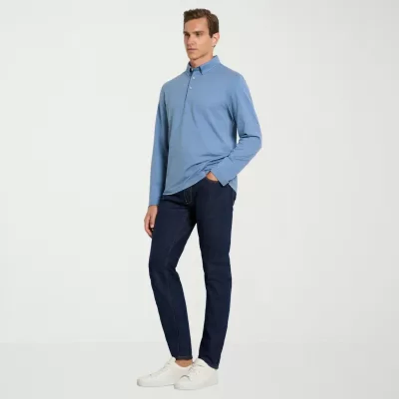 Van Heusen Performance Mens Regular Fit Long Sleeve Polo Shirt